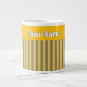 Personalisieren Sie TEAM NAME Yellow White Stripes Jumbo-Tasse