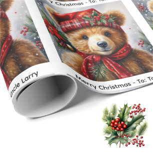 Personalisieren Sie Teddy Bären Weihnachtsrollen v Geschenkpapier