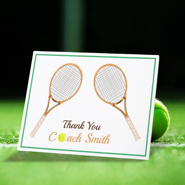 Personalisieren Sie Tennis Coach Vielen Dank Dankeskarte (Coach, your impact serves as our winning inspiration. Grateful!)