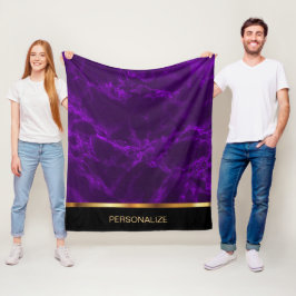 Personalisieren Sie tiefer Lila Marmor und Gold Fleecedecke