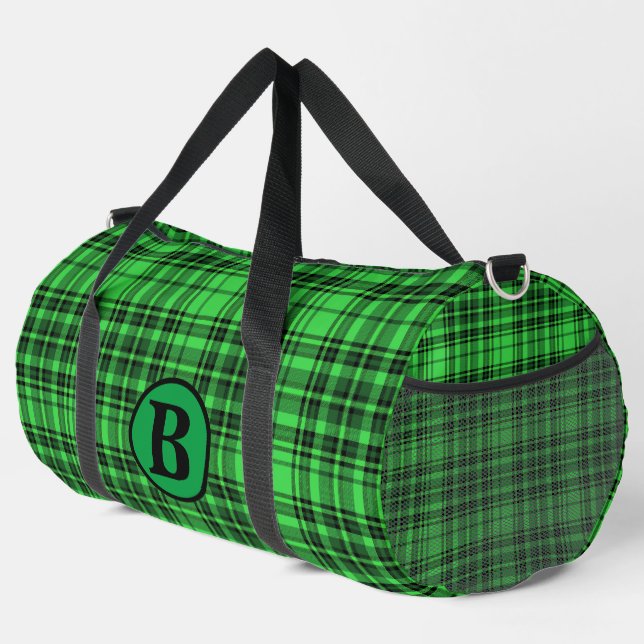 Personalisieren Sie trendy Name Checked Kariert Duffle Bag (Rechte Ecke)