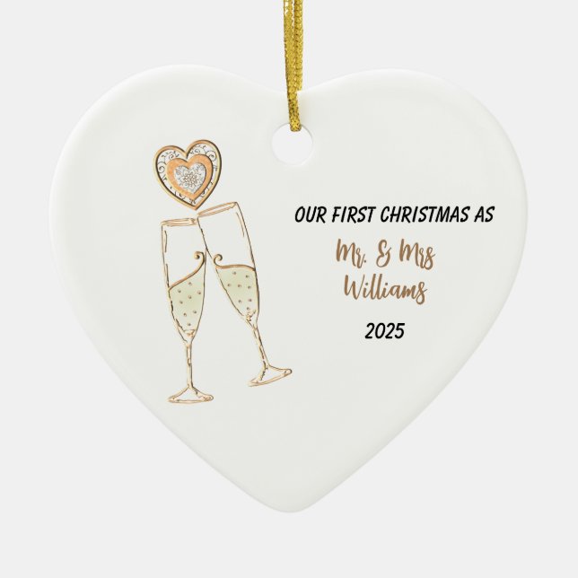Personalisieren Sie unser erstes Weihnachtsherz &  Keramik Ornament (Vorne)
