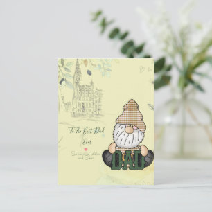 Personalisieren Sie Vater Gnome   Green Vintag Vat Postkarte