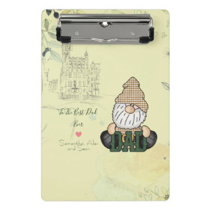 Personalisieren Sie Vater Gnome Grünes Vintages Mini Klemmbrett