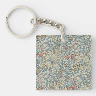 Personalisieren Sie Vintag William Morris Golden L Schlüsselanhänger