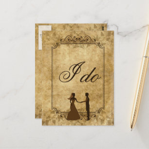 Personalisieren Sie Vintage-Papier Hochzeit Braut  Postkarte