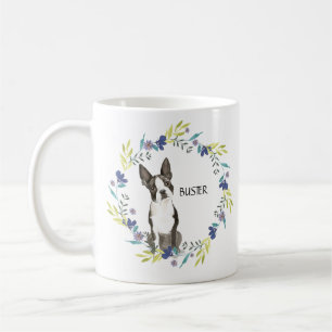 Personalisieren Sie Watercolor Boston Terrier Blue Kaffeetasse