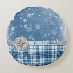 Personalisieren Sie Weihnachten Elegant Gekachelt Rundes Kissen