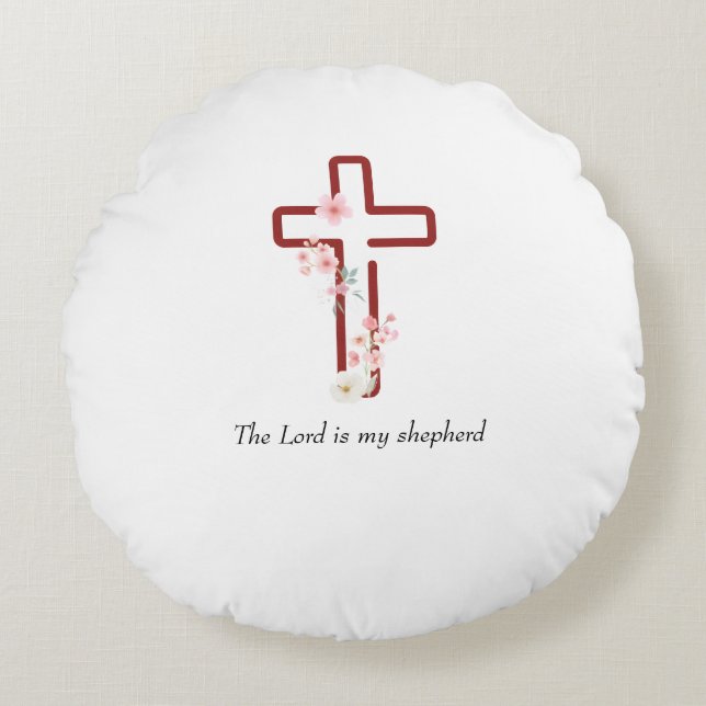 Personalisieren Sie Weihnachten Holly Cross Rundes Kissen (Vorderseite)