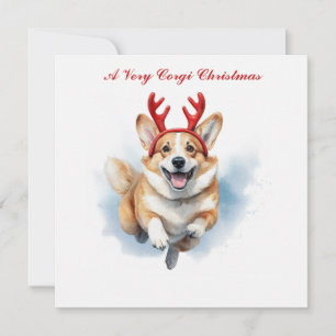 Personalisieren Sie Weihnachts-Corgi mit Rentier-A Karte