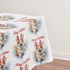 Personalisieren Sie Weihnachts-Corgi mit Rentier-A Tischdecke