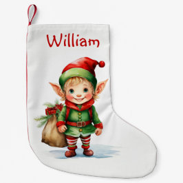 Personalisieren Sie Weihnachtself mit einem Sack v Kleiner Weihnachtsstrumpf