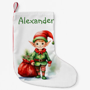 Personalisieren Sie Weihnachtself mit einem Sack v Kleiner Weihnachtsstrumpf