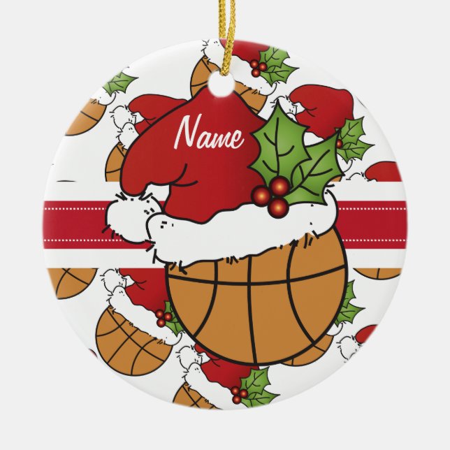 Personalisieren Sie Weihnachtsmannmütze Weihnachts Keramikornament (Vorne)