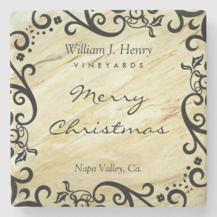 Personalisieren Sie Weihnachtsmarmor-Scroll-Wein Steinuntersetzer