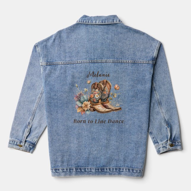 Personalisieren Sie Western Boho Line Tanzen Jeansjacke (Rückseite)