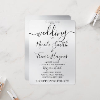 Personalisieren: Silber-Smudge-Blur-Hochzeit Einladung