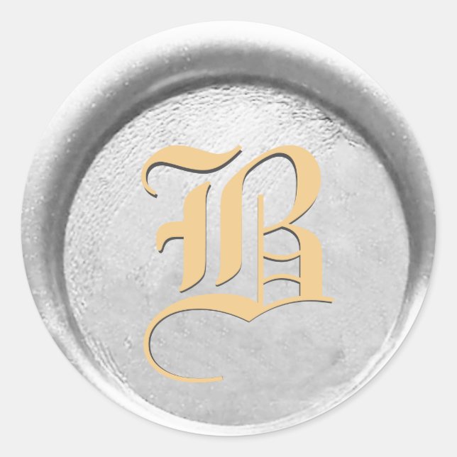 *~* PERSONALISIEREN Silver Gold Wax Siegel Hochzei Runder Aufkleber (Vorderseite)