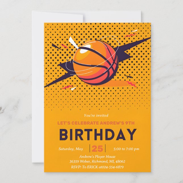 personalisieren Sport Basketball Geburtstag Einladung (Vorderseite)
