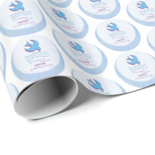 Personalisieren, Taube der Erwachsenentaufe auf Bl Geschenkpapier