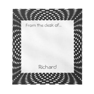 Personalisieren - Verzerrte Schwarz-Weiß-Karos Notizblock