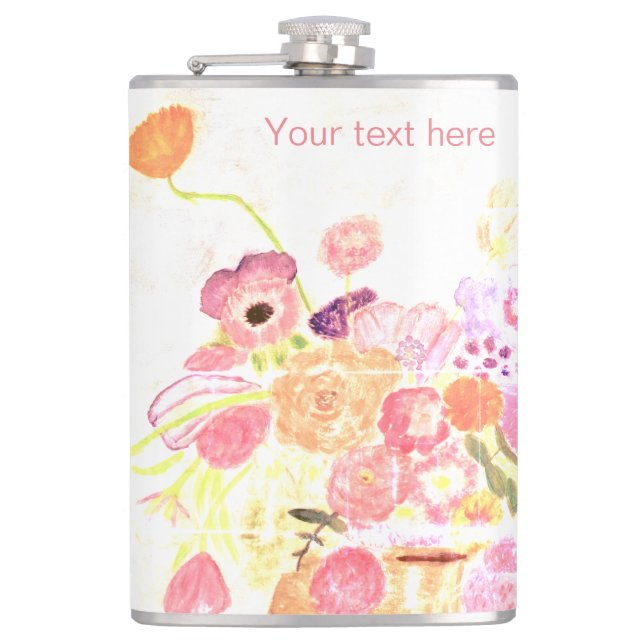 Personalisieren - VINTAGE FLORAL - Vinyl-Wrapper Flachmann (Vorderseite)