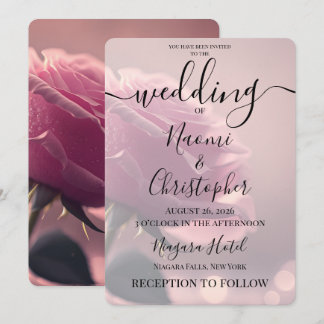 PERSONALISIEREN: Vintage Hübsche Rosa Rosen Hochze Einladung