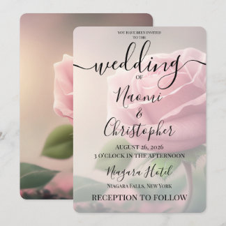 PERSONALISIEREN: Vintage rosa Rose und Blätter Hoc Einladung