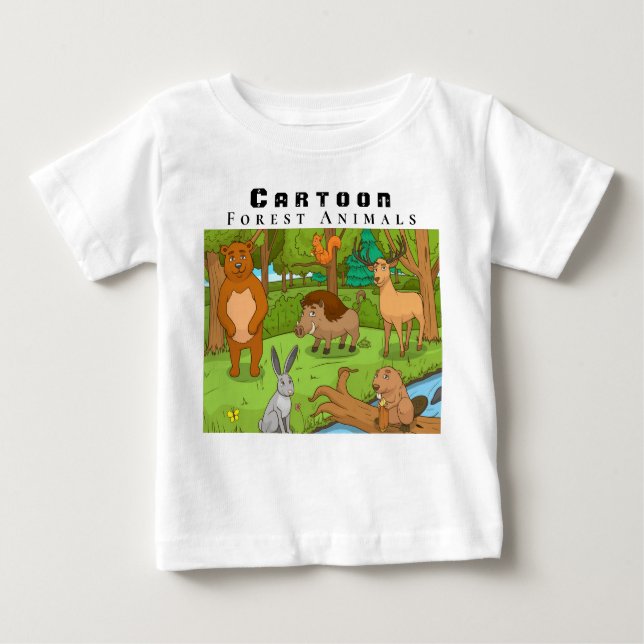 Personalisieren von Cartoon-Waldtieren Baby T-shirt (Vorderseite)