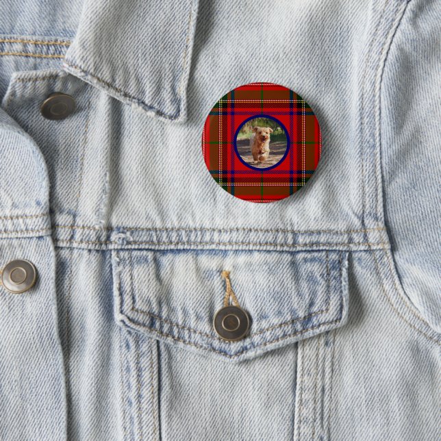 Personalisieren von Clan Stewart Tartan Dog Pictur Button (Beispiel)
