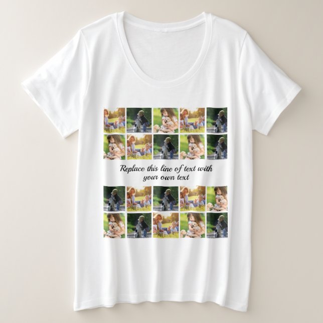 Personalisieren von Foto-Collage und Text Große Größe T-Shirt (Design vorne)