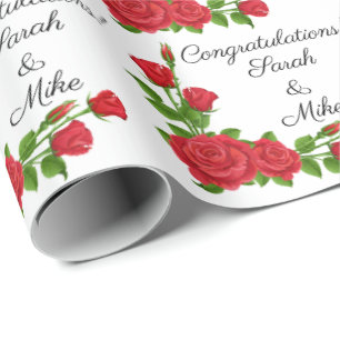 Personalisieren von Hochzeiten-Rote Rosen Geschenkpapier