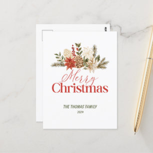 Personalisieren Weihnachten Gold florale Frohe Wei Postkarte