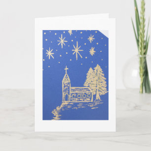 Personalisieren, Weihnachtskirche, Sterne Feiertagskarte