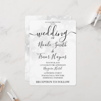 Personalisieren: Weiße Bokeh-Hochzeit Einladung