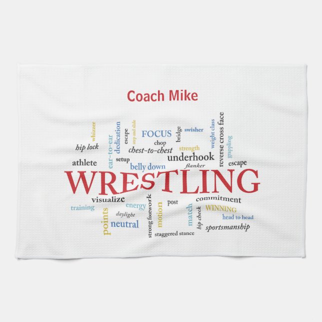 Personalisieren, Wrestling Coach Vielen Dank in Wo Geschirrtuch (Horizontal)