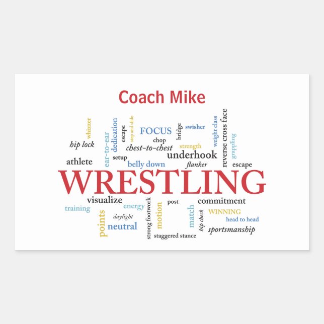 Personalisieren, Wrestling Coach Vielen Dank in Wo Rechteckiger Aufkleber (Vorderseite)