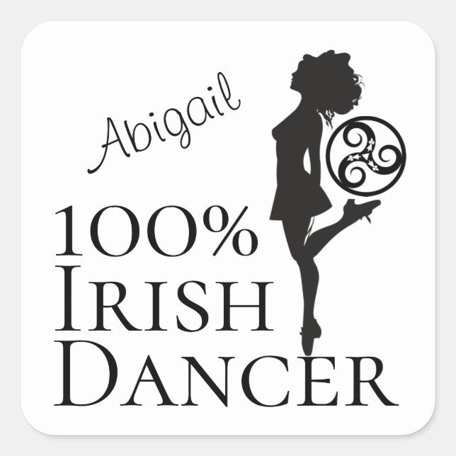 Personalisiert 100% Irish Dancer Hard Shoe Dance Quadratischer Aufkleber (Vorderseite)