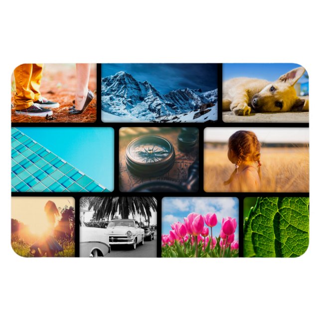 Personalisiert 10 Schwarze Rahmen für Fotovorlagen Magnet (Horizontal)