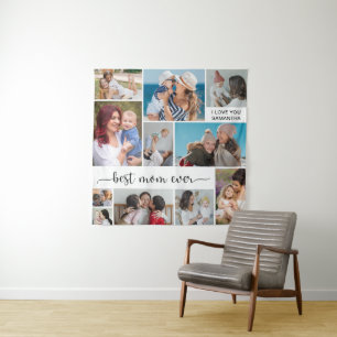 Personalisiert 11 FotoCollage Beste Mama je Wandteppich