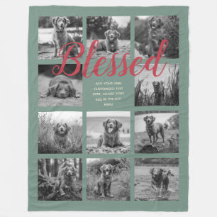Personalisiert 11 FotoCollage BLESSED Dusty Green Fleecedecke