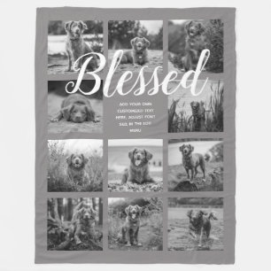 Personalisiert 11 FotoCollage BLESSED Gray Fleecedecke