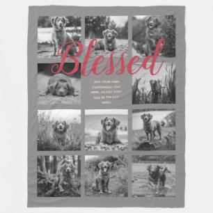 Personalisiert 11 FotoCollage BLESSED Gray Fleecedecke