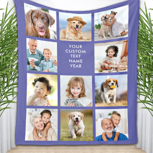 Personalisiert 11 FotoCollage Trendy Periwinkle Fleecedecke