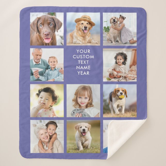 Personalisiert 11 FotoCollage Trendy Periwinkle Sherpadecke (Vorderseite)
