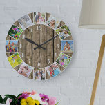 Personalisiert 12 Fotomaterial Naturholz Runde Große Wanduhr<br><div class="desc">Erstellen Sie Ihre eigene einzigartige Wanduhr. Die Fotovorlage ist für Sie bereit, 12 Ihrer Lieblings-Fotos hinzuzufügen. Das Set ist für Sie bereit. Fügen Sie Ihre Bilder von oben im Uhrzeigersinn hinzu und schalten Sie sie um, um das gewollt Aussehen zu erhalten. Dieses Design aus Naturholz hat weiße Zahlen und wird...</div>