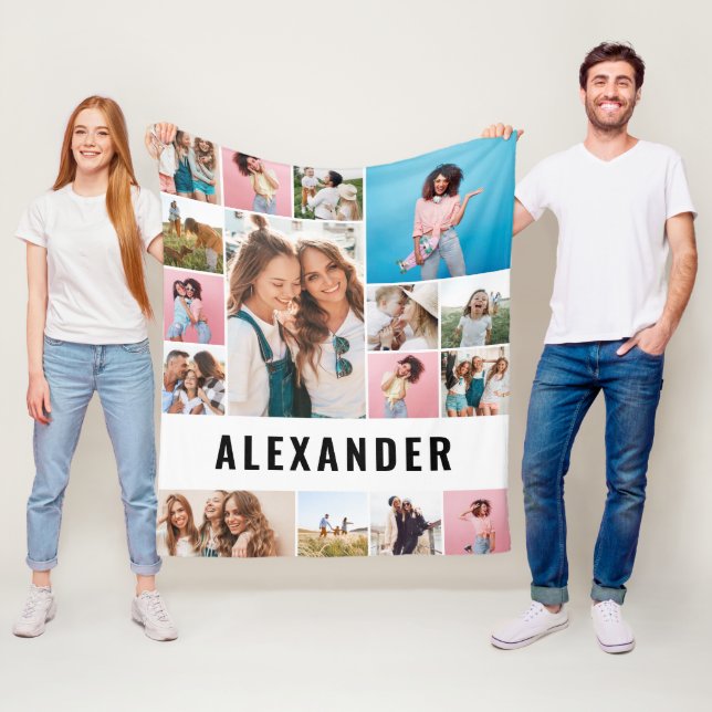 Personalisiert 16 Foto bester Freund modern minima Fleecedecke (Beispiel)