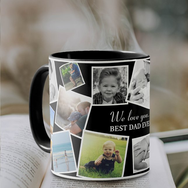 Personalisiert 17 Vater FotoCollage | Vatertag Zweifarbige Tasse (Von Creator hochgeladen)