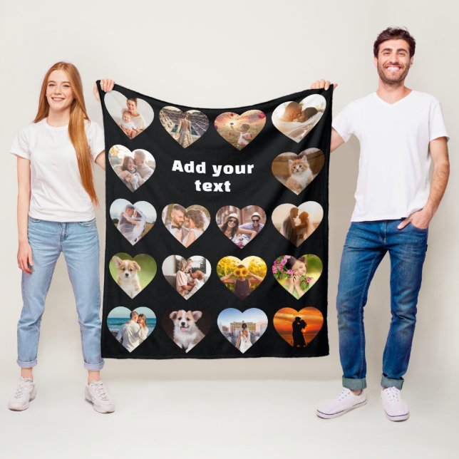 Personalisiert 18 Herz Foto Collage Fleece Blanket (Beispiel)