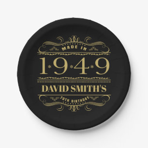Personalisiert 1949 70. Geburtstag Pappteller